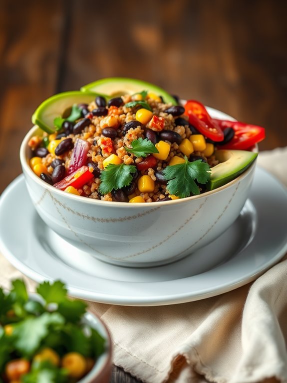 spicy quinoa black bean bowl