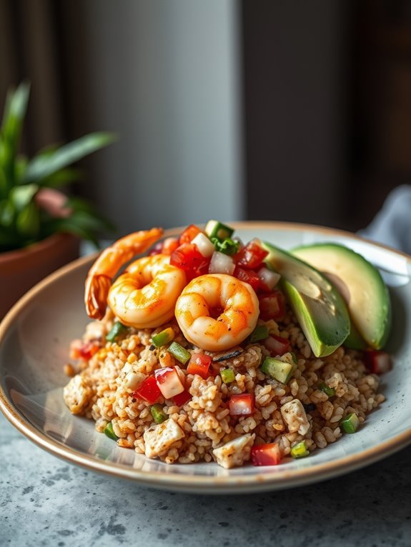 spicy shrimp rice bowl