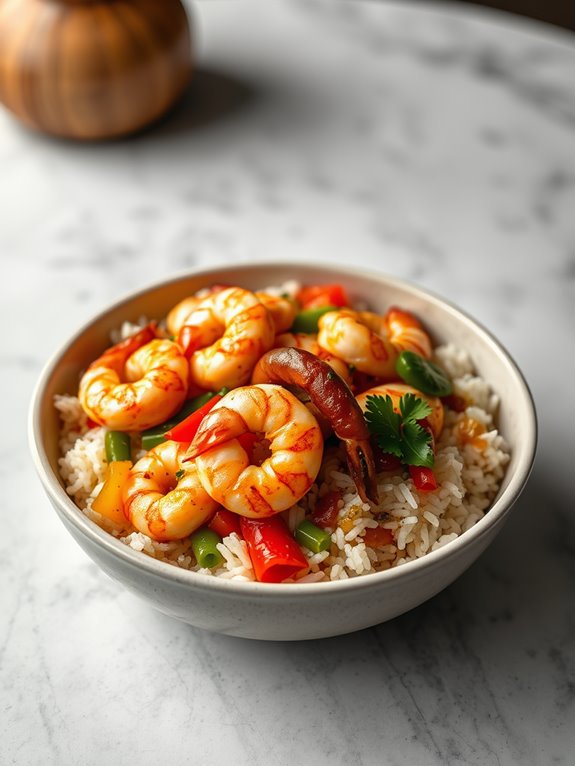 spicy shrimp served over rice