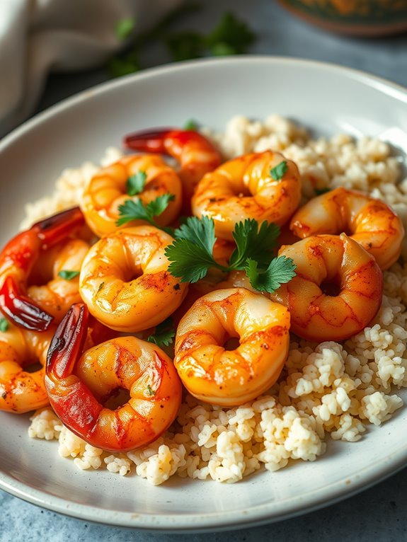 spicy shrimp with cauliflower