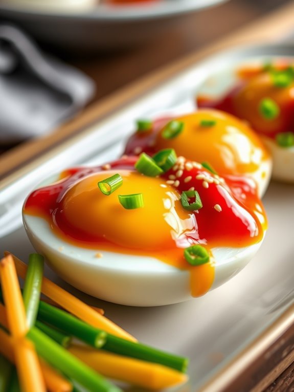 spicy sriracha jammy eggs