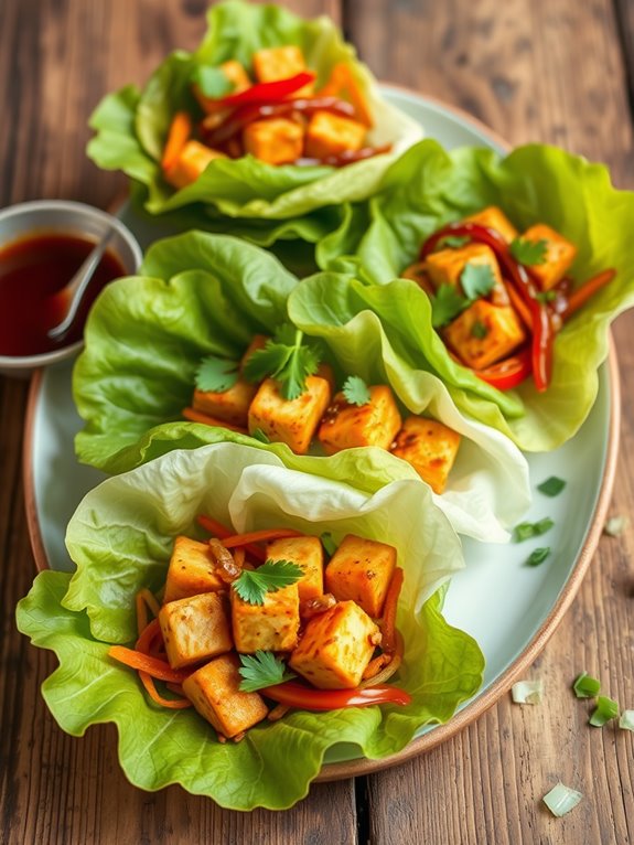 spicy tofu lettuce wraps