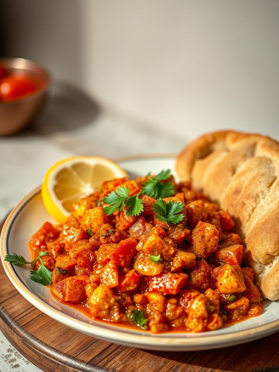 spicy vegetable bread dish