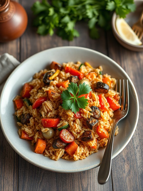 spicy vegetable jambalaya dish