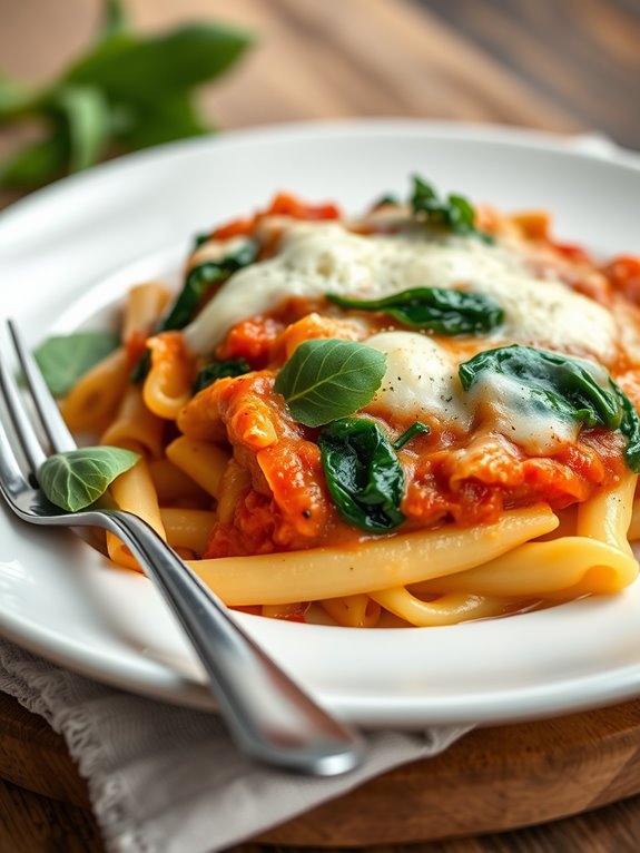 spinach and ricotta ziti