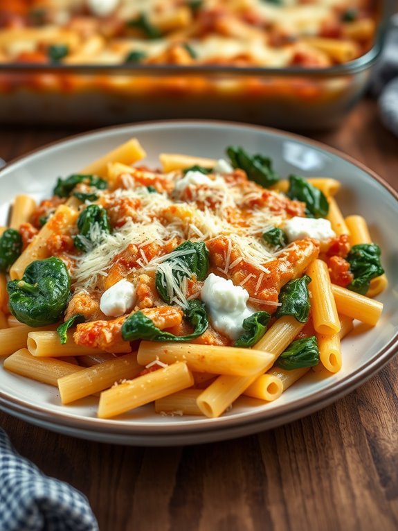 spinach and ricotta ziti