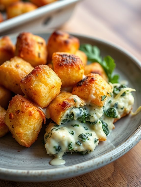 spinach artichoke tater tot casserole