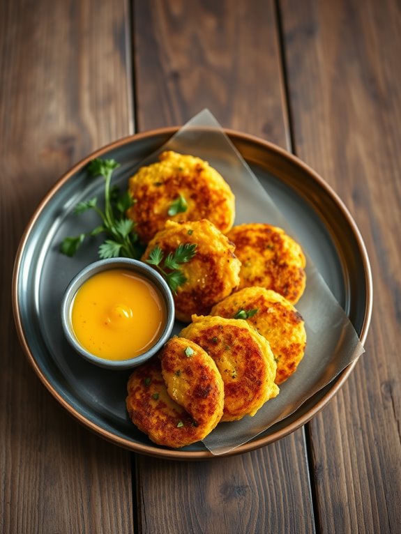 squash fritters with sauce