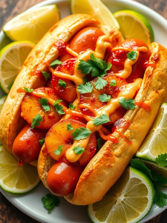 sriracha pineapple hot dog