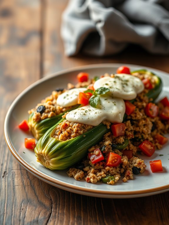 stuffed zucchini with quinoa