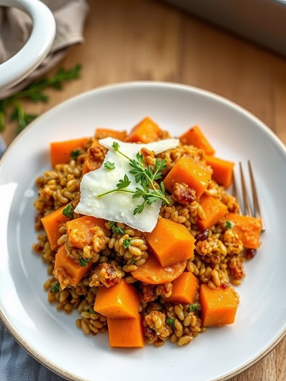 sweet potato farro casserole