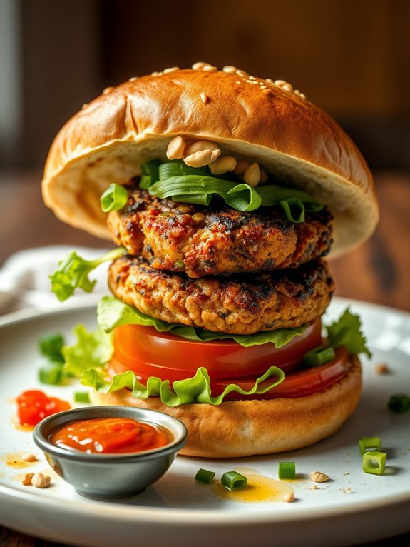 szechuan flavored tofu burger