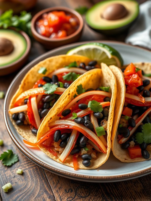 tacos with jicama and beans