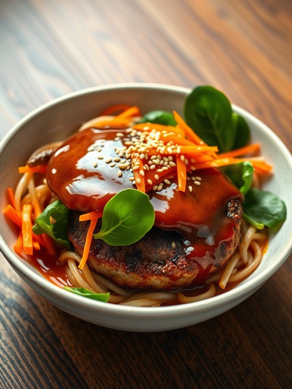 teriyaki burger ramen dish