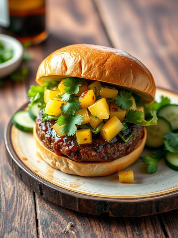 teriyaki burger with salsa