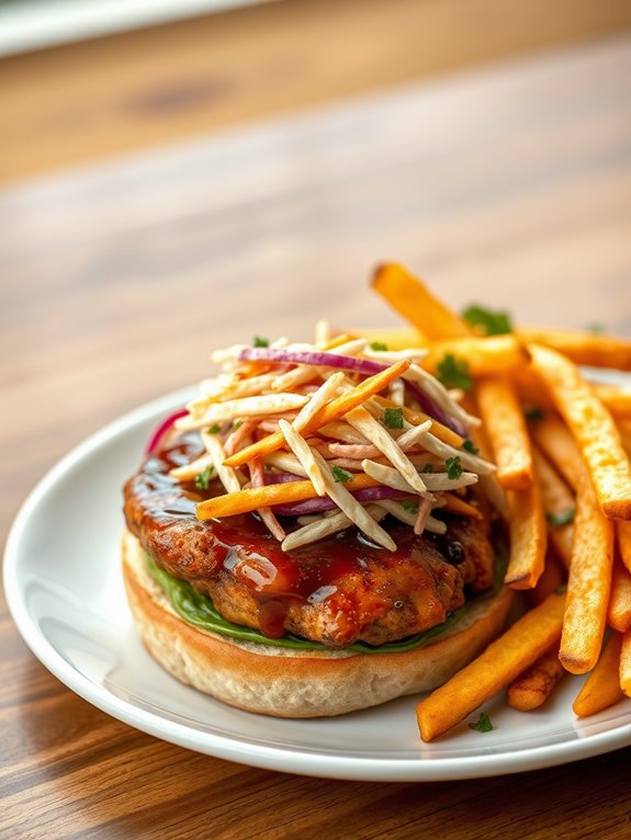 teriyaki chicken burger fries