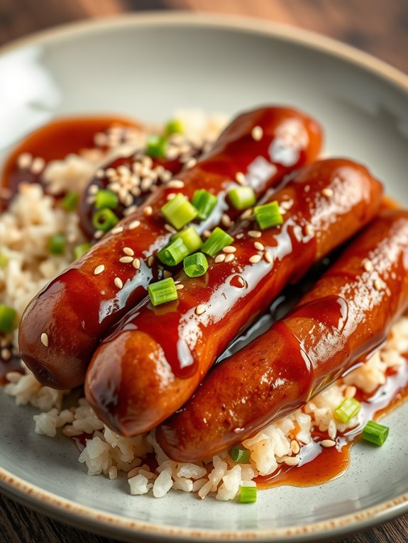 teriyaki flavored cocktail sausages