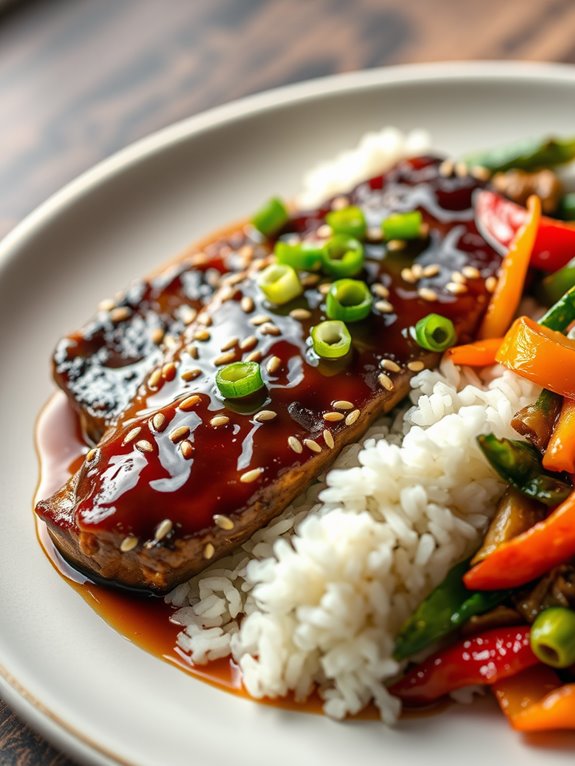 teriyaki marinated beef dish