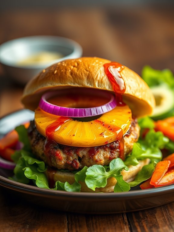 teriyaki pineapple turkey burger