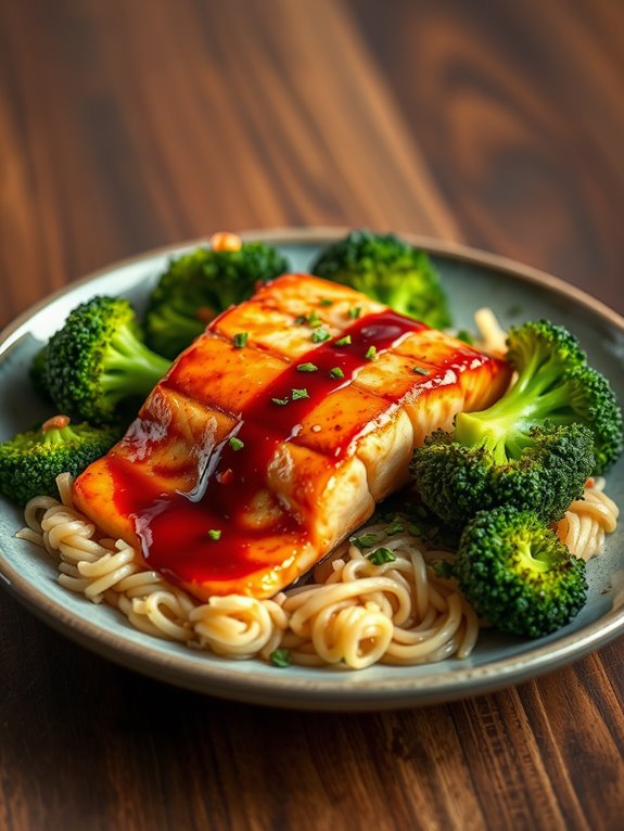 teriyaki salmon and broccoli