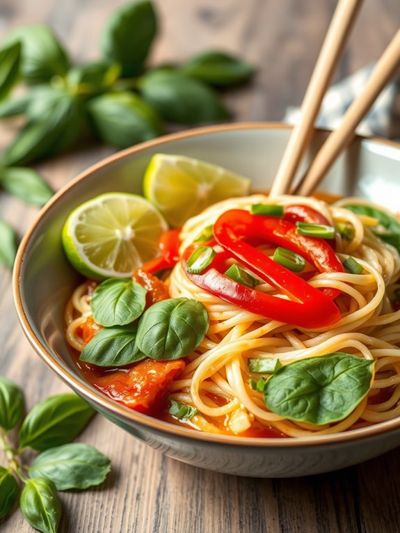 thai basil noodle dish