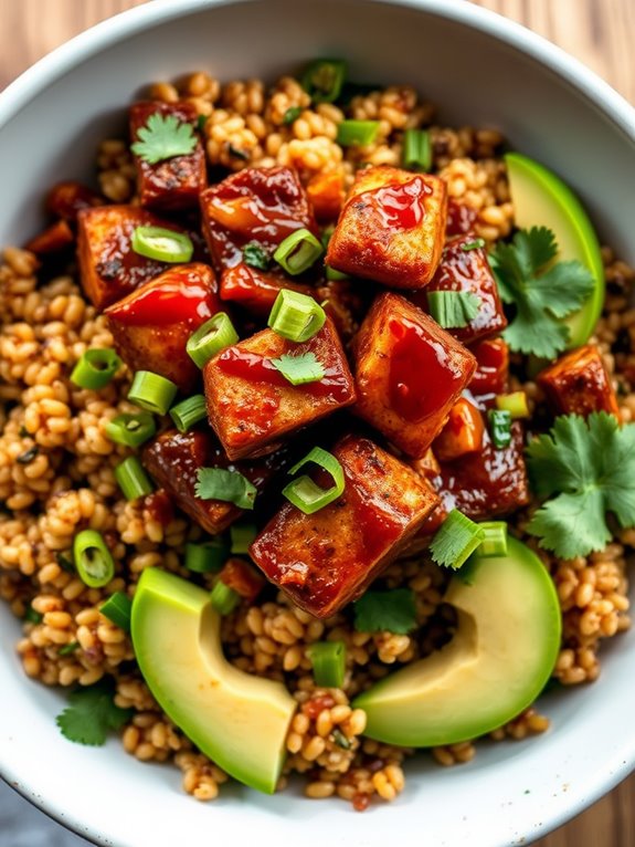 tofu quinoa spicy bowl