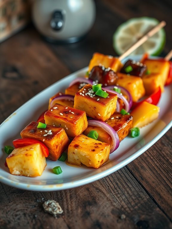 tofu skewers with sauce