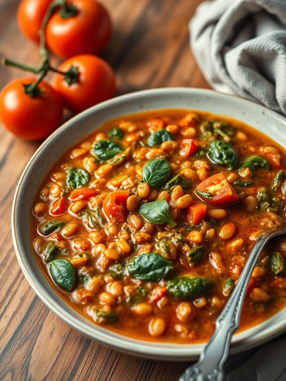 tomato and spinach lentil stew