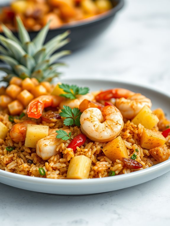 tropical seafood rice dish