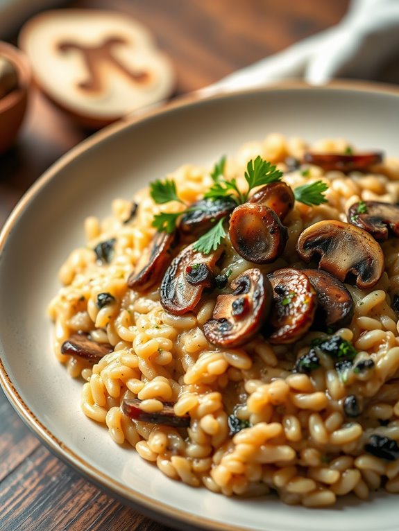 vegan creamy mushroom risotto