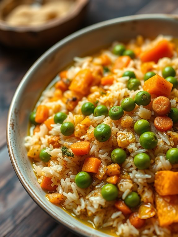 vegetable khichdi with peas