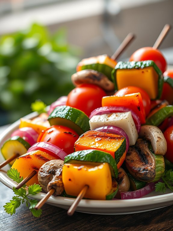 vegetable skewers on grill