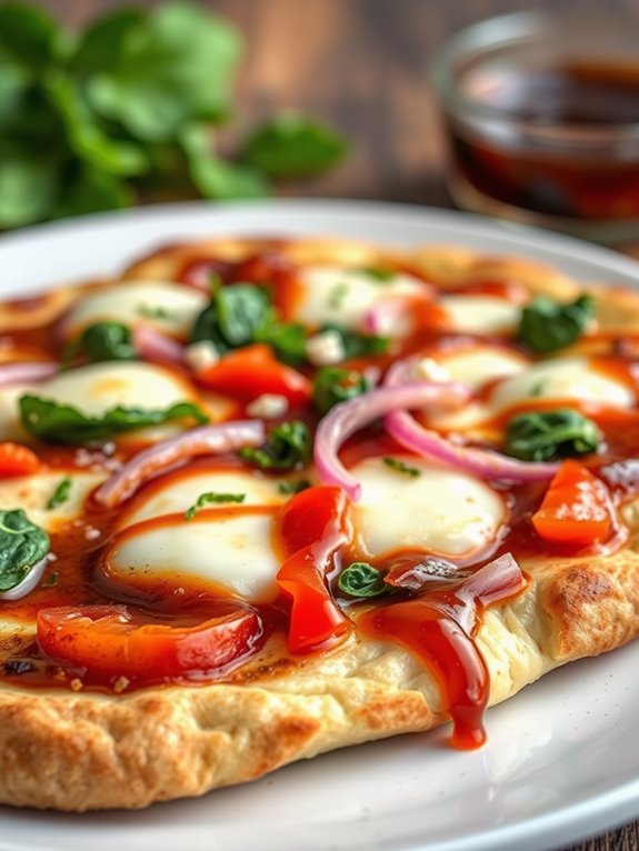 vegetarian bbq flatbread pizza