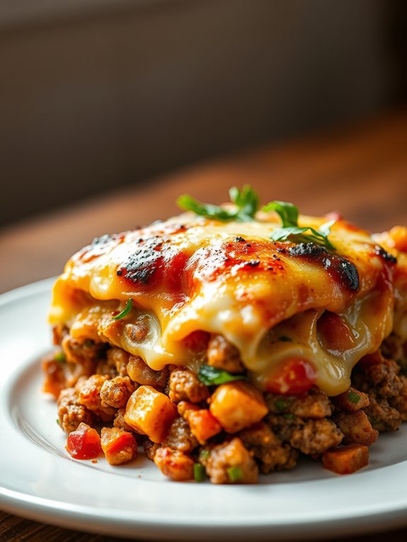 vegetarian casserole with burgers