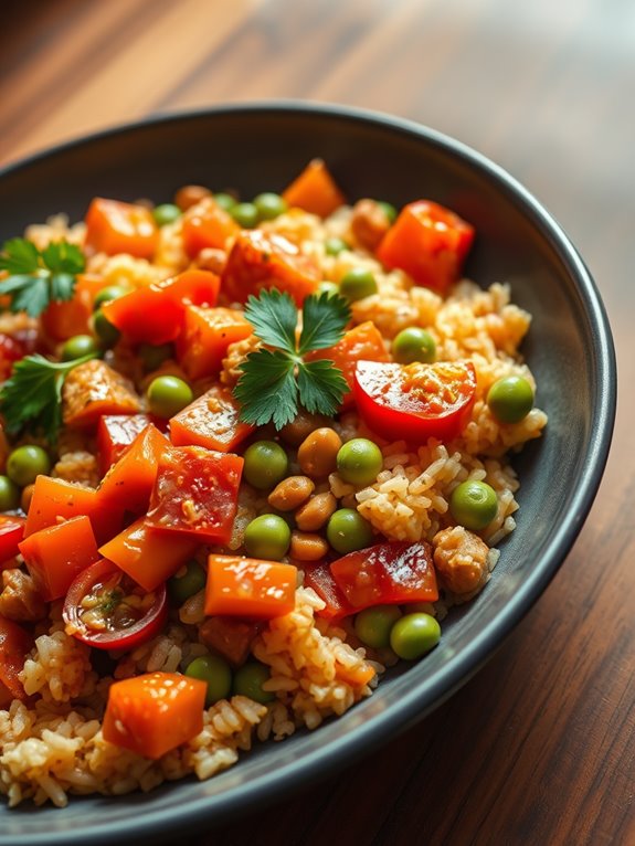 vegetarian jambalaya with peppers