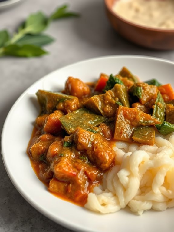 yam dish with vegetable stew