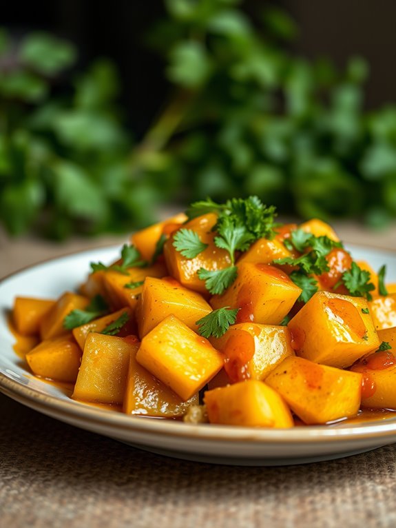 yuca topped with garlic