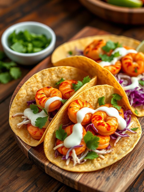 zesty shrimp filled tortillas