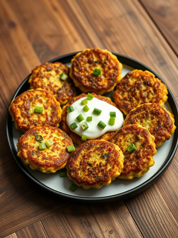 zucchini fritters in cast iron