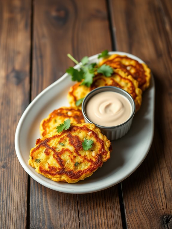 zucchini fritters with sauce