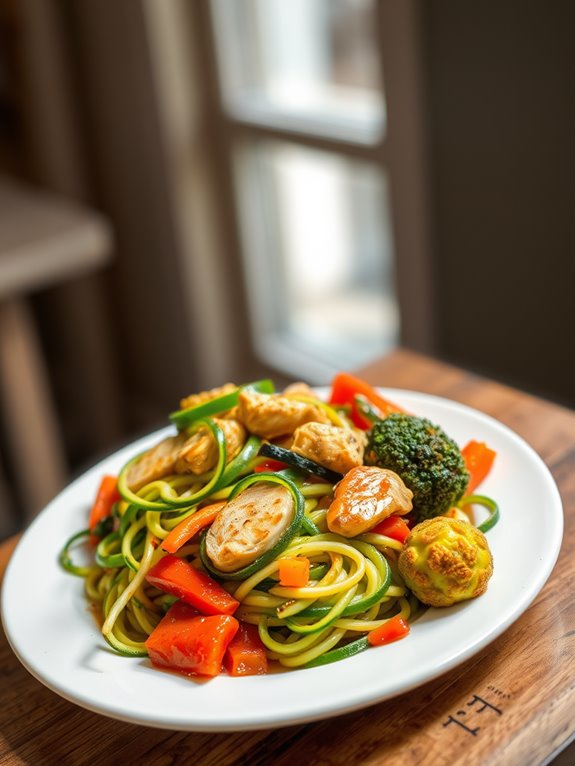 zucchini noodle chicken stir fry