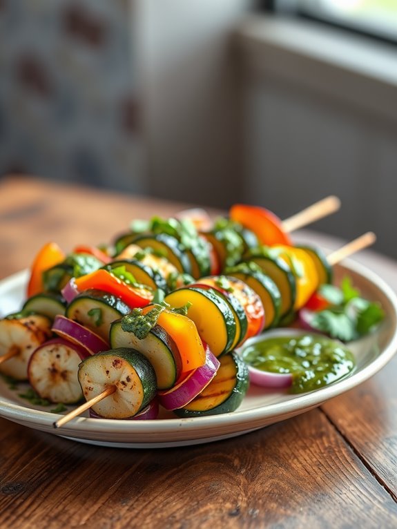 zucchini skewers with chimichurri