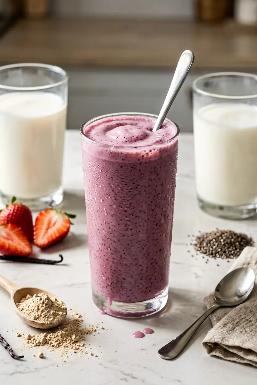 1 strawberry chia low-carb smoothie