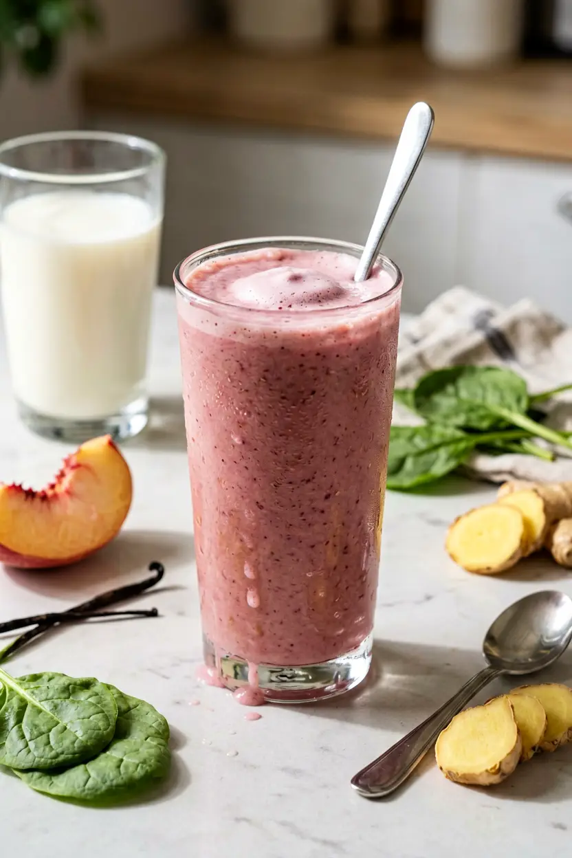 11 peach ginger flax smoothie