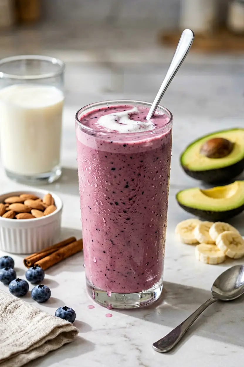 2 blueberry almond butter smoothie