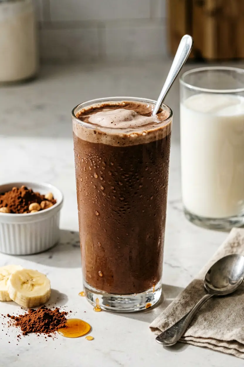 2 chocolate peanut butter oat milk smoothie