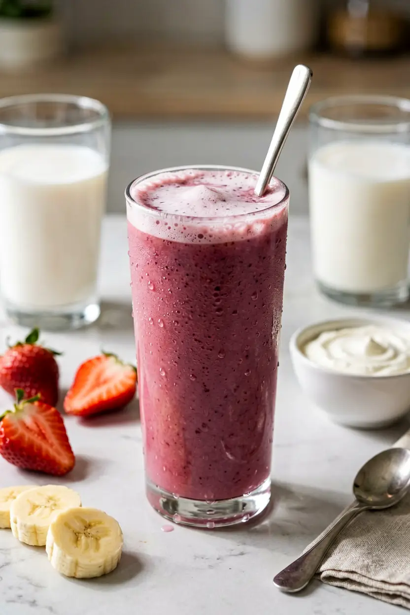 2 strawberry banana coconut water smoothie