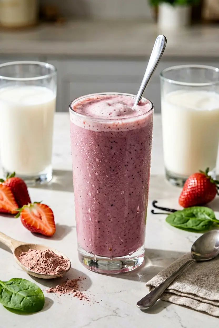 2 strawberry mango protein smoothie