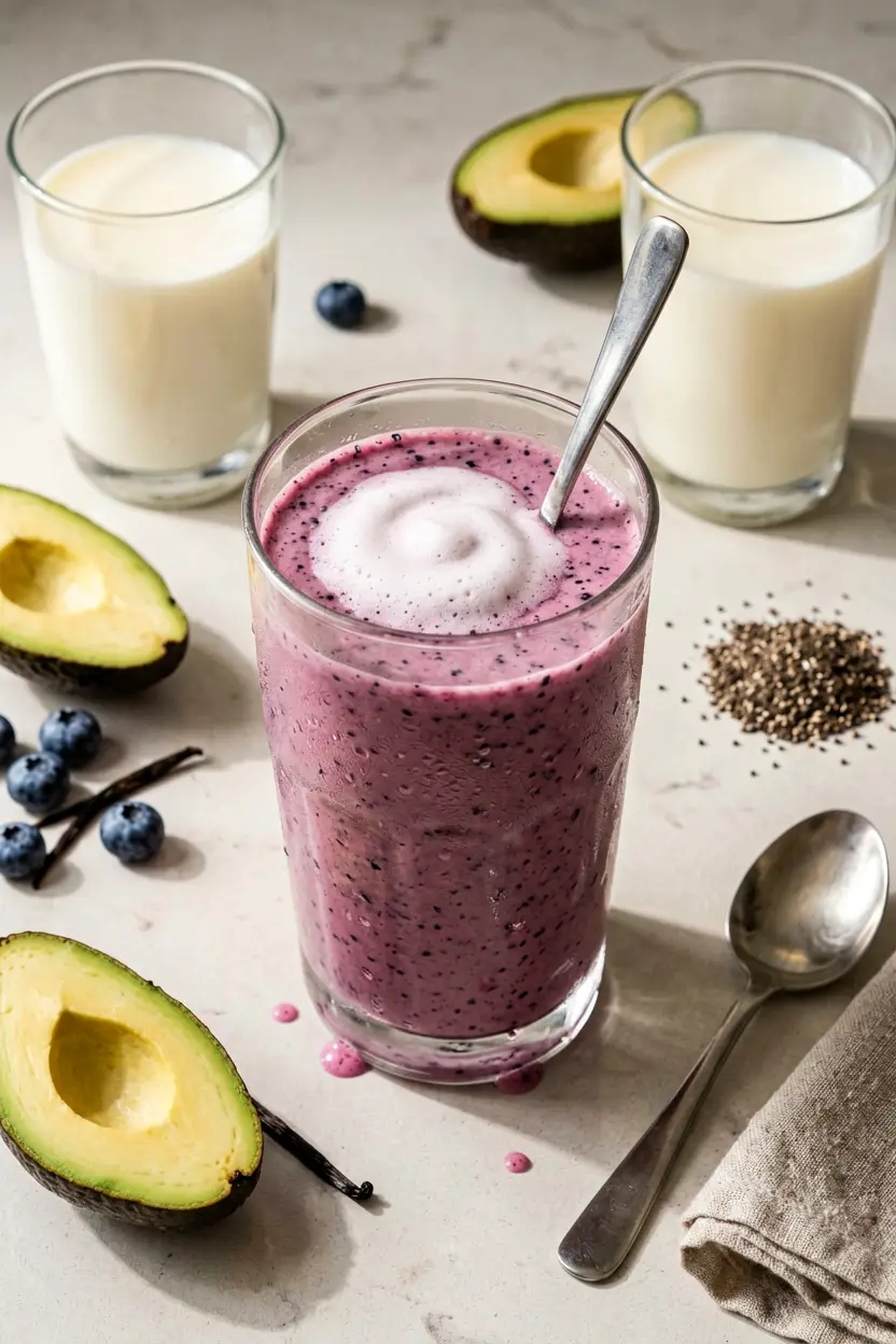 3 blueberry vanilla breakfast smoothie