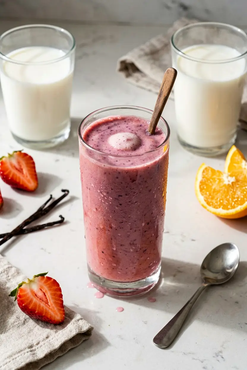 3 orange strawberry smoothie